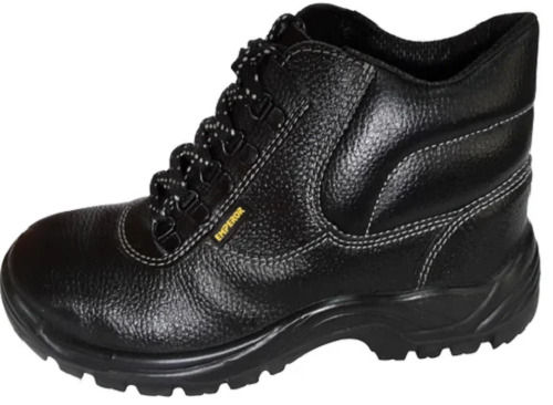 Plain Leather and Lace Closure Safety Shoes For Men