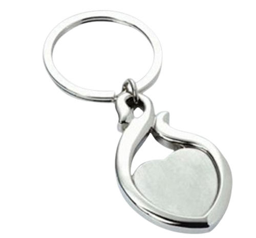 Polished Finish Rust Proof Stainless Steel Heart Shape Keychain 