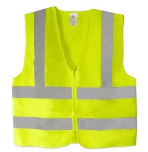 Green Polyester Plain V Neck Without Sleeve Reflective Jacket