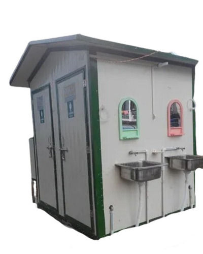 White And Green Rectangular Fiber Reinforced Plastic Portable Toilet Cabin For Outdoor