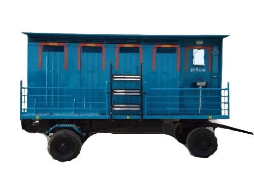 Blue Rectangular Paint Coated Frp Portable Toilet With Four Doors 