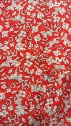 Red And White Washable Modern Printed Rayon Fabric For Garments