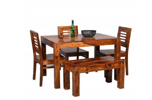 Handmade 4 Seater Square 20 Inch Oak Wood Dinning Table Set 