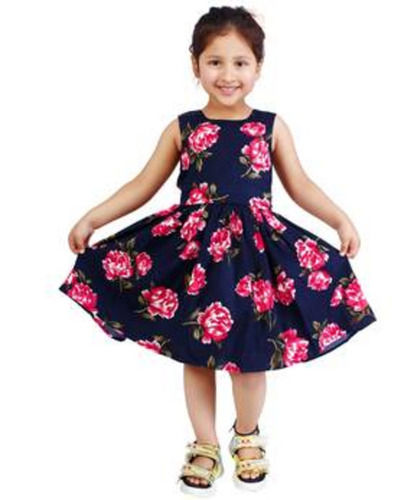 Printed Sleeveless Breathable 100% Cotton Kids Frocks