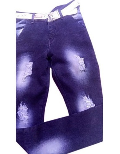 Purple Skin Friendly Anti Wrinkled Washable Plain Dyed Denim Jeans