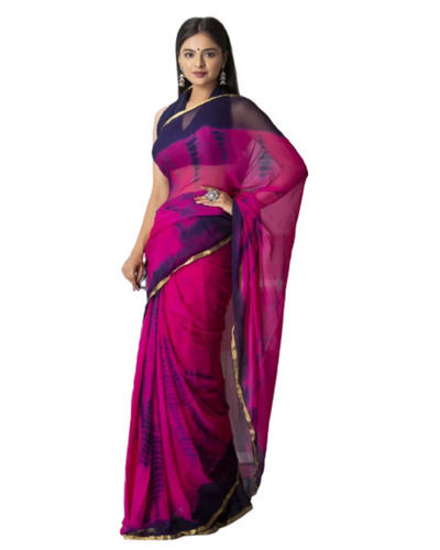 Skin Friendly Lace Closure Printed Chiffon Saree For Ladies