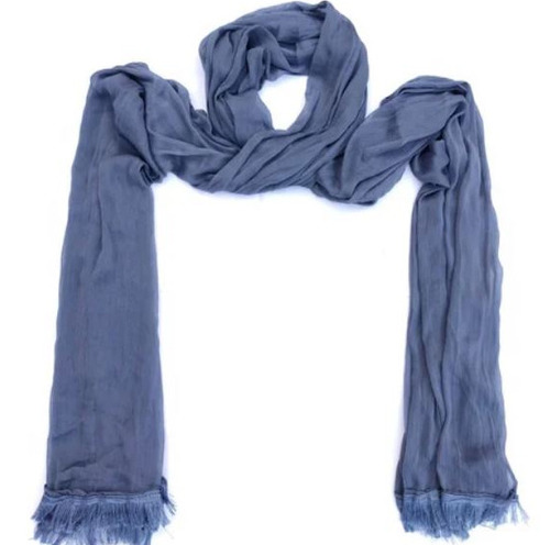 नीला हवा पार होने योग्य और आरामदायक 2.4 मीटर प्लेन डाइड कैज़ुअल वियर शिफॉन दुपट्टा