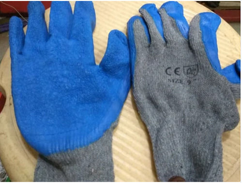 Comfortable Fit Plain Cotton And Rubber Reusable Full Finger Hand Gloves For Safety 