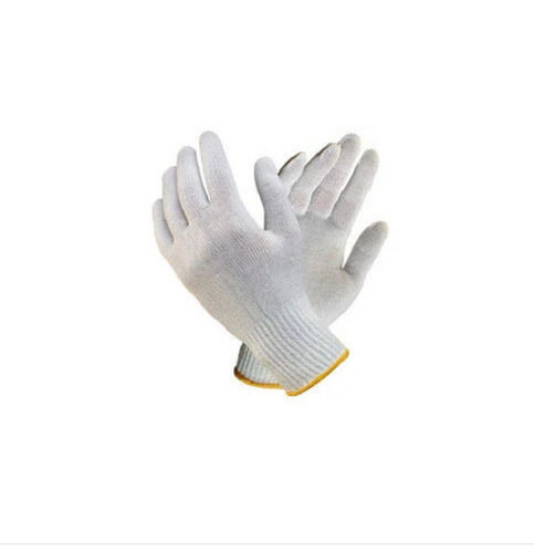 White Comfortable Fit Washable And Reusable Plain Cotton Full Finger Hand Gloves