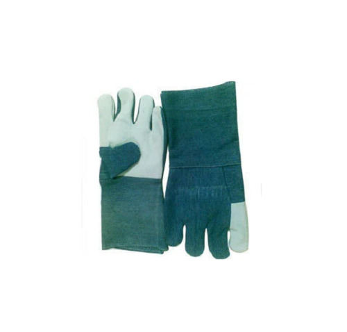 Blue White Comfortable Fit Washable And Reusable Plain Denim Full Finger Hand Gloves