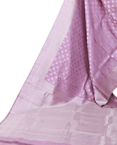 Summer Ladies Printed Festive Wear Light Purple Cotton Silk Saree