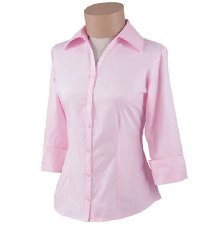 Plain Full Sleeves Button Down Collar Formal Wear Ladies Cotton Shirt