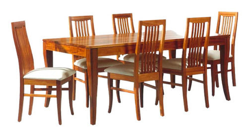 Polished Finish Moisture Proof Wooden Dining Table Set With Six Chair 