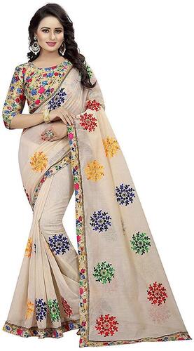 Ladies Printed Cotton Saree With Blouse Piece For Party Wear