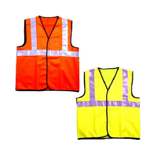 Regular Fit Sleeveless V-Neck Plain Polyester Reflective Safety Jacket