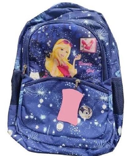 Multicolor Zipper Top Printed School Bag For Girls