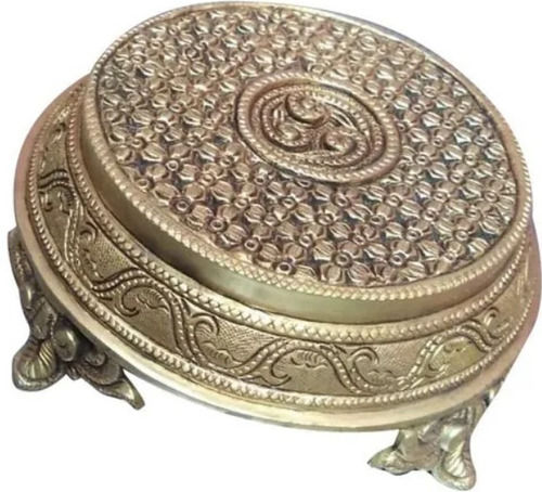 Golden 12X22 Inch Polished Finish Lightweight And Durable  Brass Pooja Chowki 