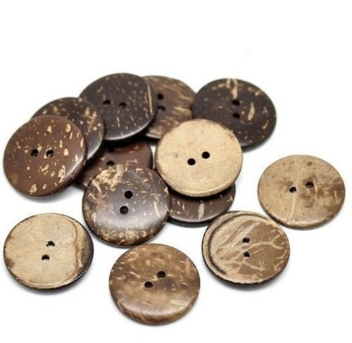 Brown 18 Millimeter 1.9 Mm Thick Round Polished Finished Plain Coconut Button, Pack Of 1728 Piece