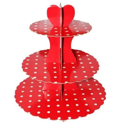 30x30x14 Cm Glossy Finish Dotted Cardboard Display Stand For Cupcake