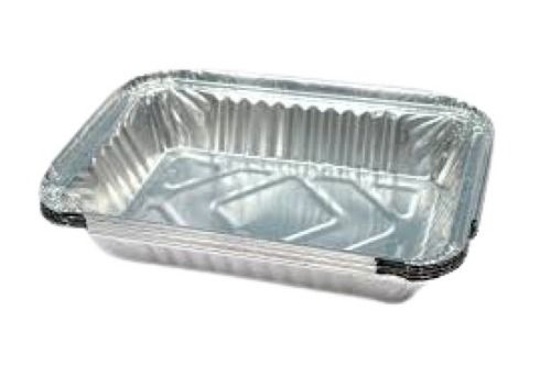 Disposable Rectangular Shape Sliver Aluminium Food Container, Pack Of 25 Pieces