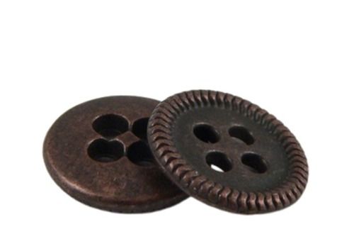 Brown Fancy Polished Finished Round Plain Metal Buttons With Four Holes