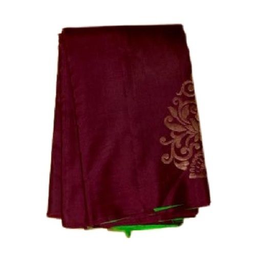 Embroidered Ladies Printed Maroon Traditional Wear Kanchipuram Silk Saree