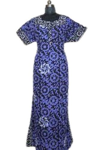 Summer Ladies Printed Blue With Black Cotton Nighties