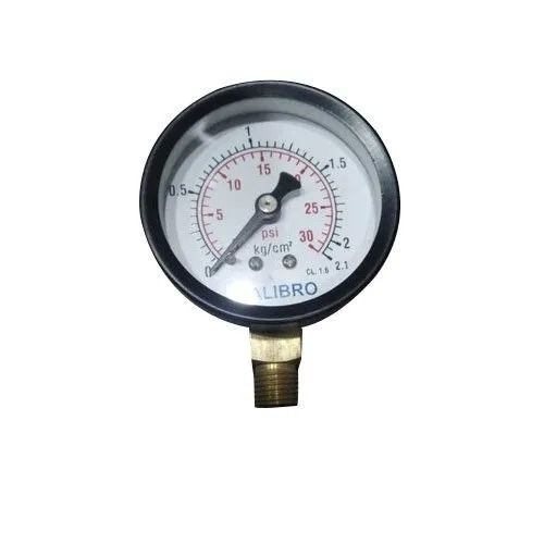 Round Stainless Steel And Glass Plastic Pointer Gas Pressure Gauge