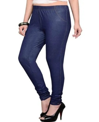 Stretchable And Regular Wear Fancy Plain Cotton Jeggings 