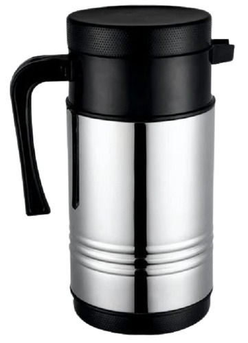 Silver And Black 1 Liter Storage Round Polished Finished Stainless Steel Kettles