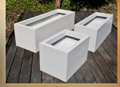 10 X 20 Inch White Rectangular Decorative Frp Planters For Plantation