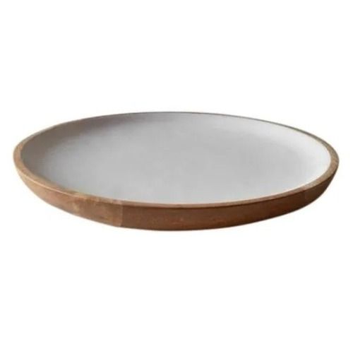 12 Inch Light Weight Round Polished Finish Mango Wood Plate 