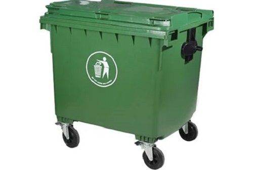 Green 4 Wheeler Plastic Rectangular Dustbin For Dust