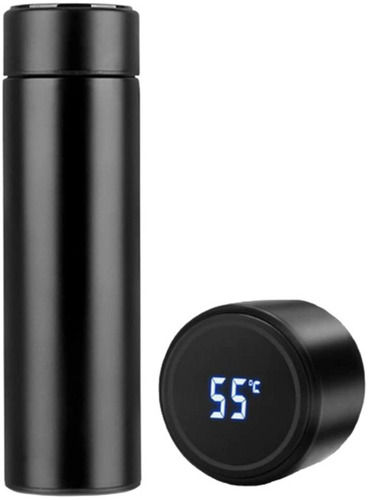 Black 500 Milliliters Double Wall Stainless Steel Water Bottle With Led Temperature Display