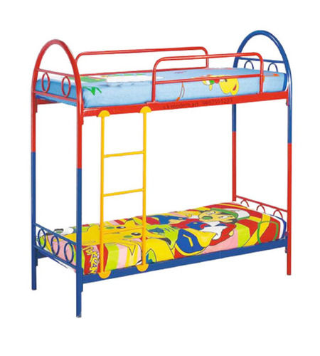 Machine Made 6X3 Feet Paint Coated Steel Rod Modern Kids Bunk Bed Without Mattress