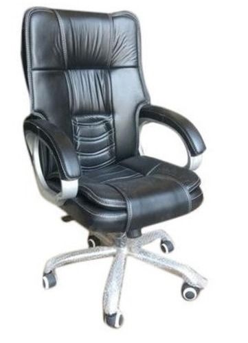 Adjustable Height And Rotatable Stainless Steel And Leather Office Chair No Assembly Required