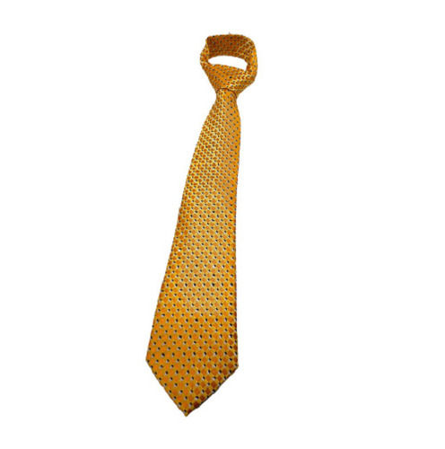 Yellow Double Brushed Lining Straight Printed Cotton Silk Ties For Mens