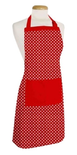 Red Easy To Use Dot Printed 100 Percent Cotton Bib Apron