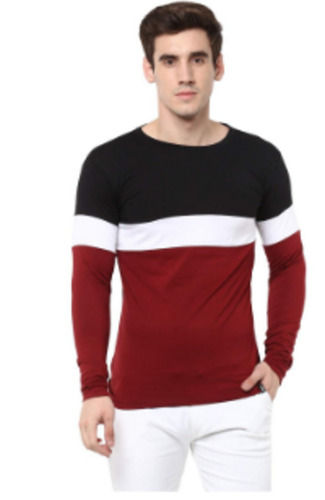 Long Sleeves Casual Wear O Neck Plain Cotton T Shirt For Mens