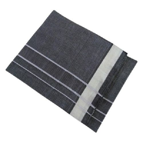 Mens Plain Grey Regular Wear Cotton Lungi