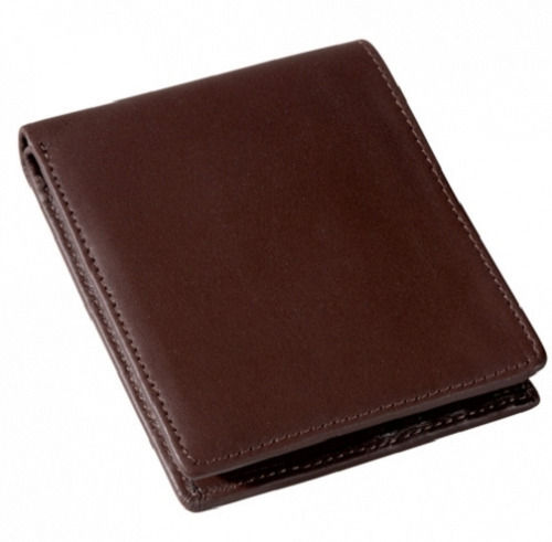 Rectangular Zipper Closure Folded Plain Mens Bifold Leather Wallet