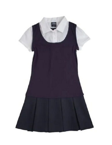 Short Sleeve Straight Collar Plain Dyed Cotton School Uniform For Girl Age Group: 5 To 10