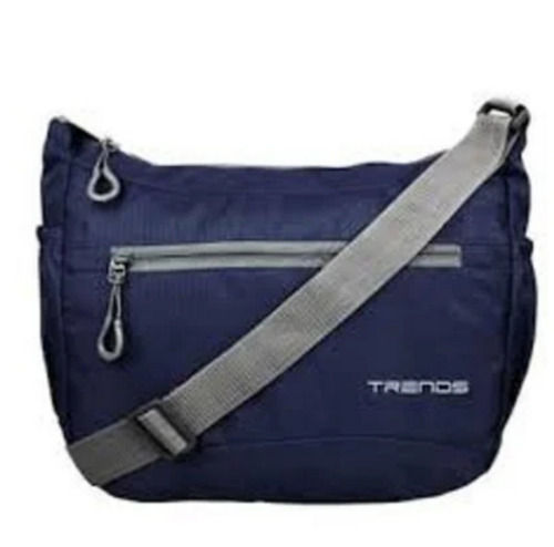 Dark Blue 16X14 Inches Zipper Closure Plain Polyester Shoulder Bags