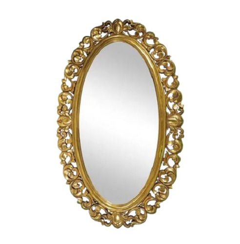 Gloden 20 Inches Long 8 Mm Thick Oval Glass And Metal Decorative Mirror