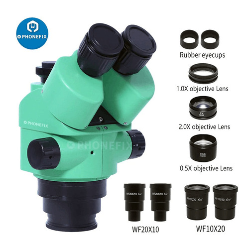Trinocular Stereo Microscope - 3.5x-90x Zoom Magnification, Green Finish With Super Widefield Eyepieces And Extended Working Distance For Pcb Inspection And Mobile Phone Repair