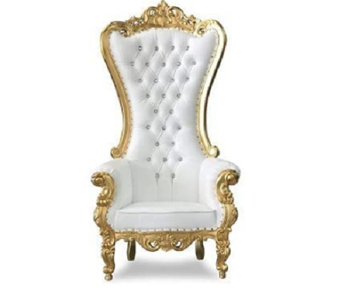 मशीन से बना 5.2X2.5 फीट 14 किलोग्राम पॉलिश फिनिश आर्टिफिशियल लेदर और सॉलिड वुडन महाराजा चेयर