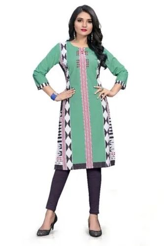 Casual Wear Breathable Skin Friendly A-Line Rayon Printed Kurti For Ladies Bust Size: 33-38 Inch (In)