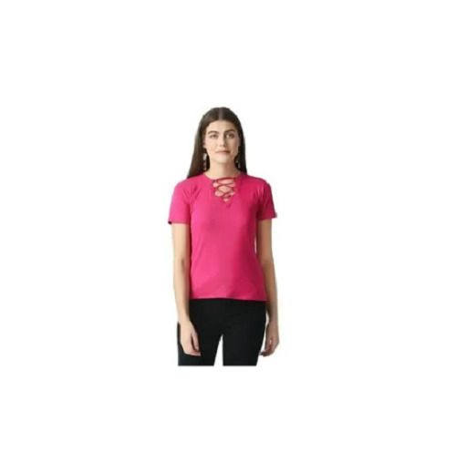 Pink Color 3/4 Sleeves Stylish Ladies Tops For Casual And Regular Wear  Length: 16 Inch (in) at Best Price in Ghaziabad