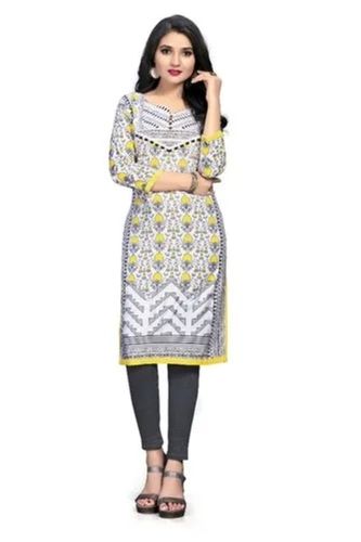 Casual Wear Stylish Round Neck Comfortable Rayon Printed Ladies Kurti Bust Size: 33-38 Inch (In)