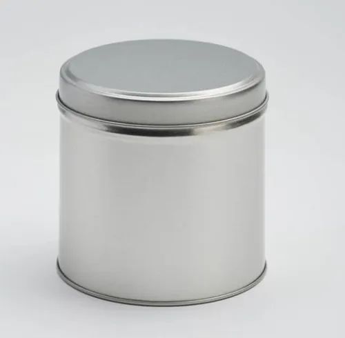 Cylindrical Metal Silver Food Tin Container For Packaging